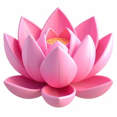 A delicate, pink, stylized lotus blossom, rendered with smooth, rounded petals