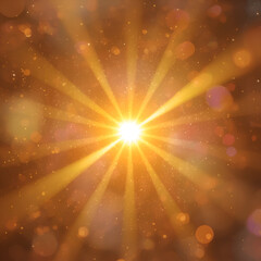 Glowing vector sun with radiant lens flare effect, sunny, shine, radiant