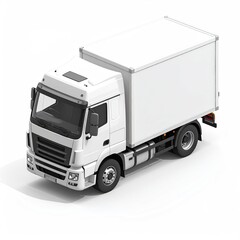 Isometric view of a white delivery truck with a boxy cargo area