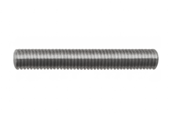 Threaded rod steel fastener on transparent background