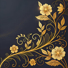 Elegant Gold Floral Patterns on Black Background