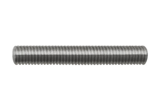 Threaded rod steel fastener on transparent background