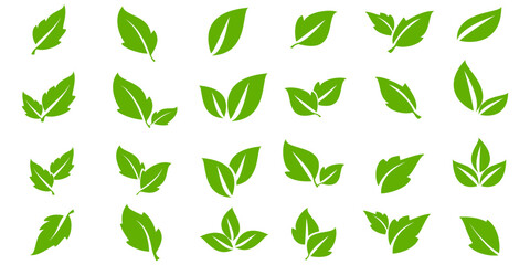 Leaf vector symbol, leaf illustration or leaf emoji in flat style. Spring leaf design, ecological nature theme.	

