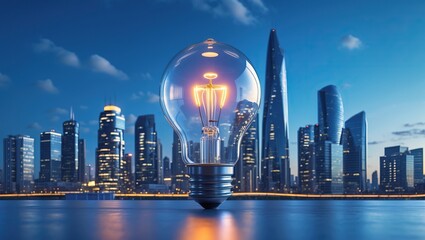 Infinity bulb over city skyline — AI generated