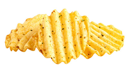 Crinkle-cut potato chips isolated on white background