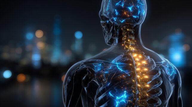 Spinal fracture, traumatic vertebral injury, 3D illustration. Compression fracture of the spine