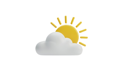 3D Sun and Cloud Icon