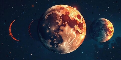 Abstract minimalist moon phase vector art print Mid-century modern lunar cycle design , astrology, vector art, art print