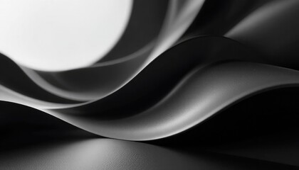 Composici&oacute;n abstracta de curvas y sombras en blanco y negro, Fotograf&iacute;a macro de formas geom&eacute;tricas onduladas con gradientes, Arte conceptual de luces y sombras sobre superficies curvas