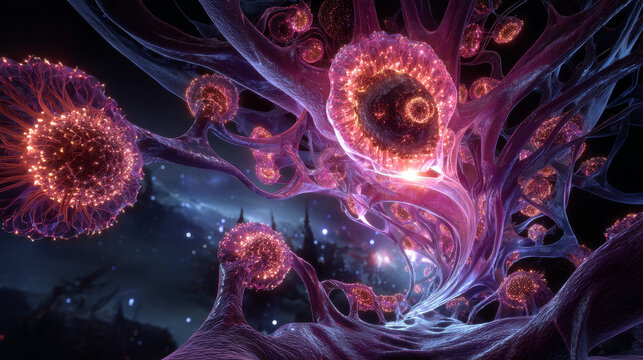 Bowel polyps, colorectal polyps, 3D illustration showing numerous polypous protrusions on the on the lining of the intestine