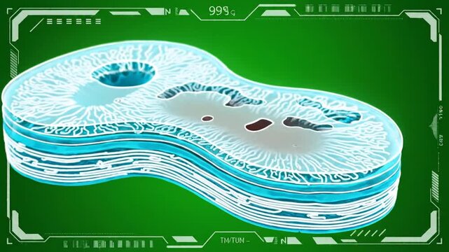 Futuristic Anatomy Visualization of Canker Sore Development on Green Background Anatomy Medical Condition Illustration