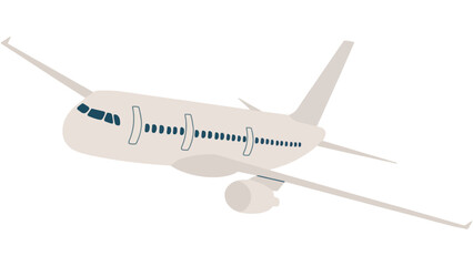 Sleek modern passenger airplane in flight against a clean white background