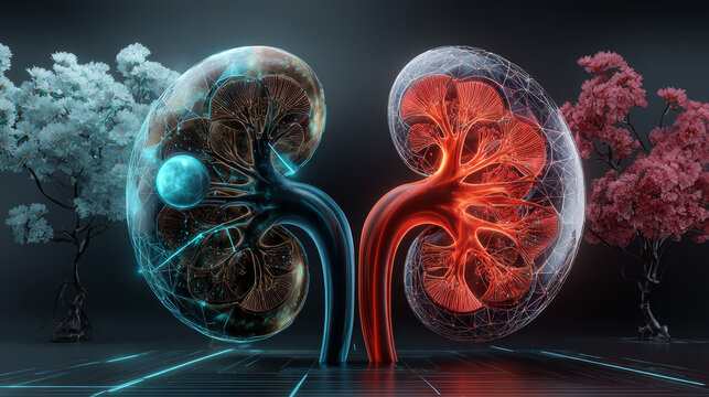 Overactive bladder. Urinary bladder normal full, and overactive, 3D illustration