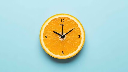 Creative Orange Slice Clock Face Showing Seven O'Clock With Abstract Paper Cutout Design