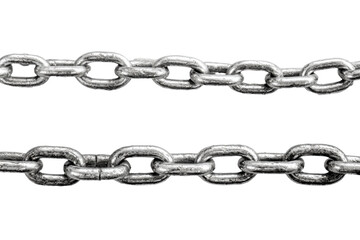 Fototapeta premium Close-up of Metal Chains on White Background