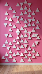Geometric triangles pink wall.