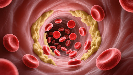 Plaque in blood vessel.