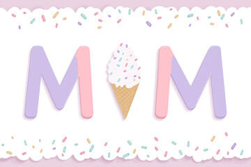 Mother's Day Design with Word MOM in Large Bold Block