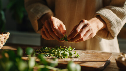 group cooking together in kitchen, hands preparing food teamwork, cooking class food preparation
