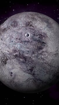 Fictional eris planet with black background 4K vertical video