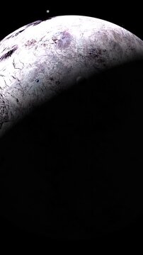 Ceres fictional planet eris on black background 4K vertical video