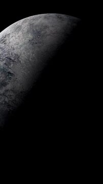 Fictional eris with black background in deep space 4K vertical video