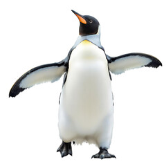 Fototapeta premium A penguin standing on a transparent background with its wings spread wide
