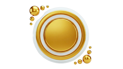 Abstract Golden Circles and Spheres on White Background