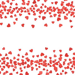 Red hearts scattered on white background love Valentine's Day