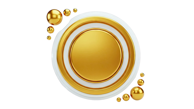 Abstract Golden Circles and Spheres on White Background - Powered by Adobe