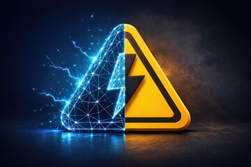 Dynamic contrast between digital and physical energy symbols showcasing innovation and safety in technology, illuminating the significance of visual clarity and power