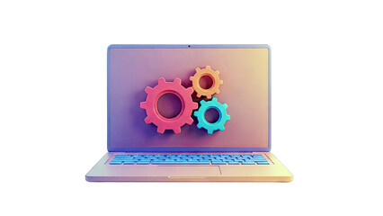 3D Rendered Laptop with Gears