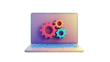 3D Rendered Laptop with Gears