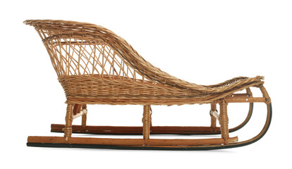 Obraz premium One beautiful wicker sleigh isolated on white