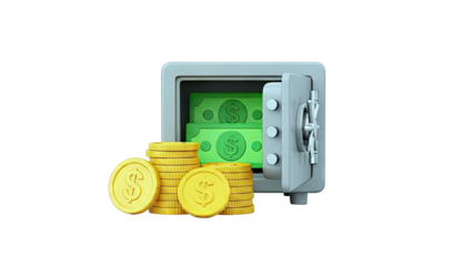 3D Safe with Money and Coins