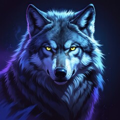 Grey wolf in dark forest, wildlife predator, moody cinematic scene