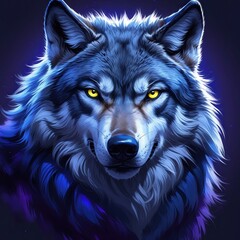 Grey wolf in dark forest, wildlife predator, moody cinematic scene