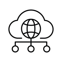 Public cloud icon with network symbol, vector icon, isolated illustration.
