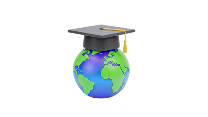 Graduation Cap on Earth Globe