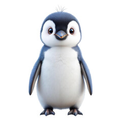 Obraz premium A cute cartoon penguin standing on a transparent background