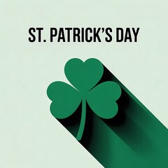 Green shamrock symbol on white background with St Patricks Day text