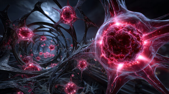 Acute lymphoblastic leukemia, bone marrow smear, 3D illustration