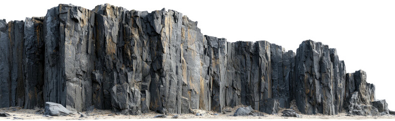 Fototapeta premium A jagged cliff face with various textures, showcasing the raw, rugged beauty of nature