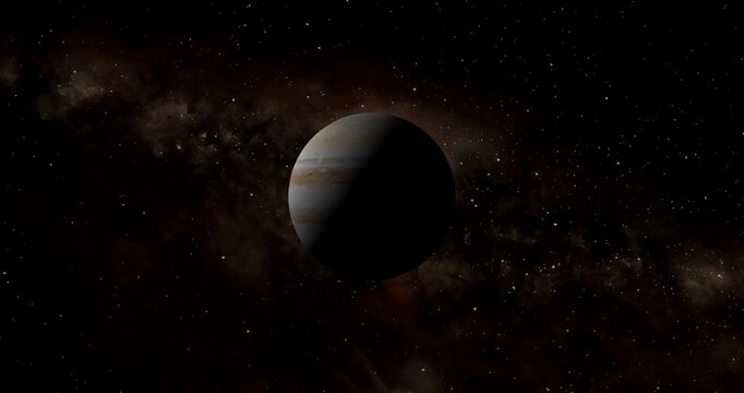 Jupiter Planet with Galaxy and Colorful Starry Night View from Space Animetion Video.