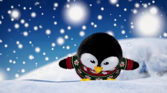 pinguin in the snow