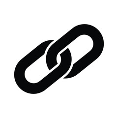 Black chain link icon isolated on white background