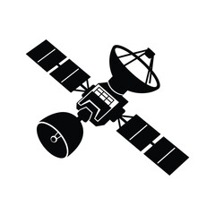 Satellite in Space Simple Black Icon