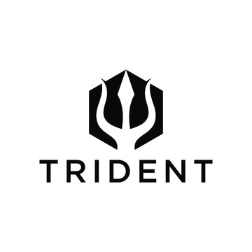 trident logo design, hexagon graphic icon concept