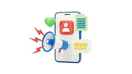 3D Social Media Marketing and Communication Icons