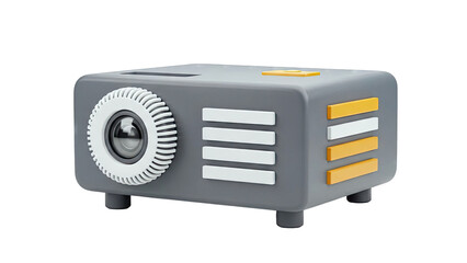 Gray and yellow cartoon-style projector
